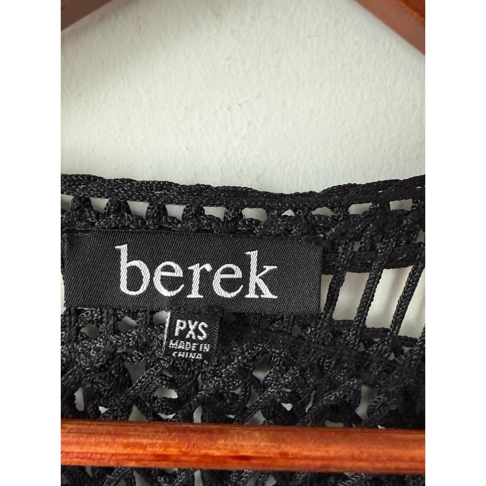 Berek Black Crochet Open Front Cardigan Petite XS Open Knit Lightweight Sweater - Picture 3 of 6